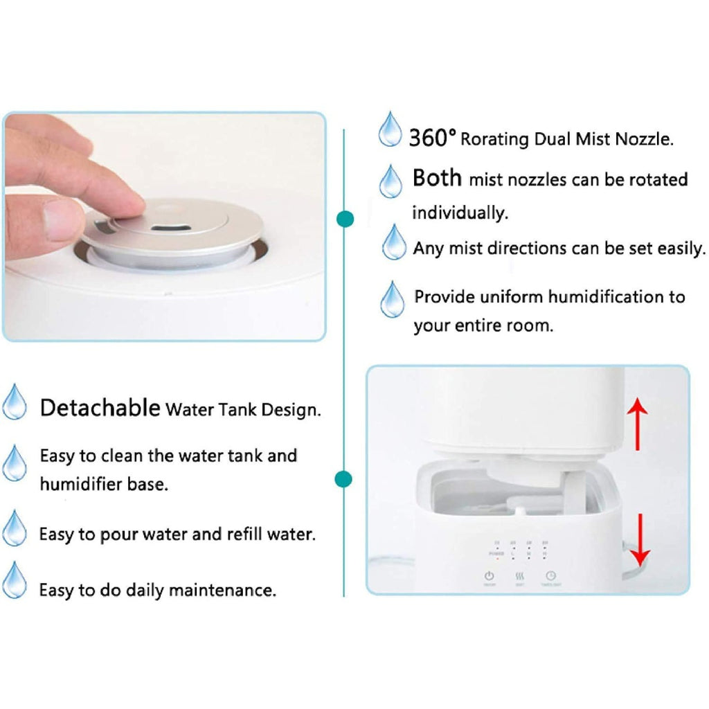 Allin Exporters LH-2029-A Top Fill Ultrasonic Humidifier & Air Purifier with Adjustable Cool Mist, Timer & Waterless Auto-Off Ideal for Home, Bedroom, Office, Baby Room (3.0L, Silver)