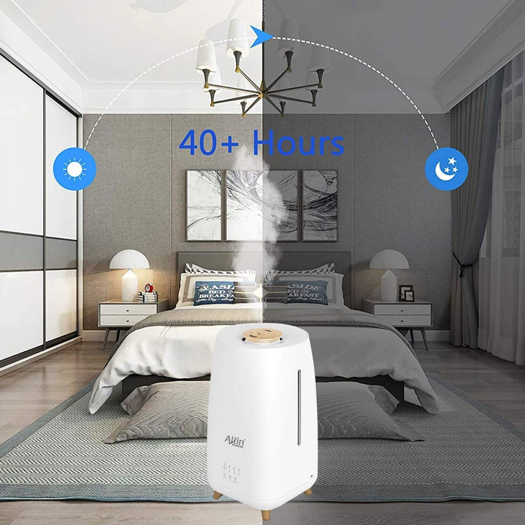 Allin Exporters LH-2029-B Top Fill Ultrasonic Humidifier & Air Purifier with Adjustable Cool Mist, Timer & Waterless Auto-Off Ideal for Home, Bedroom, Office, Baby Room (3.0L, Wooden)