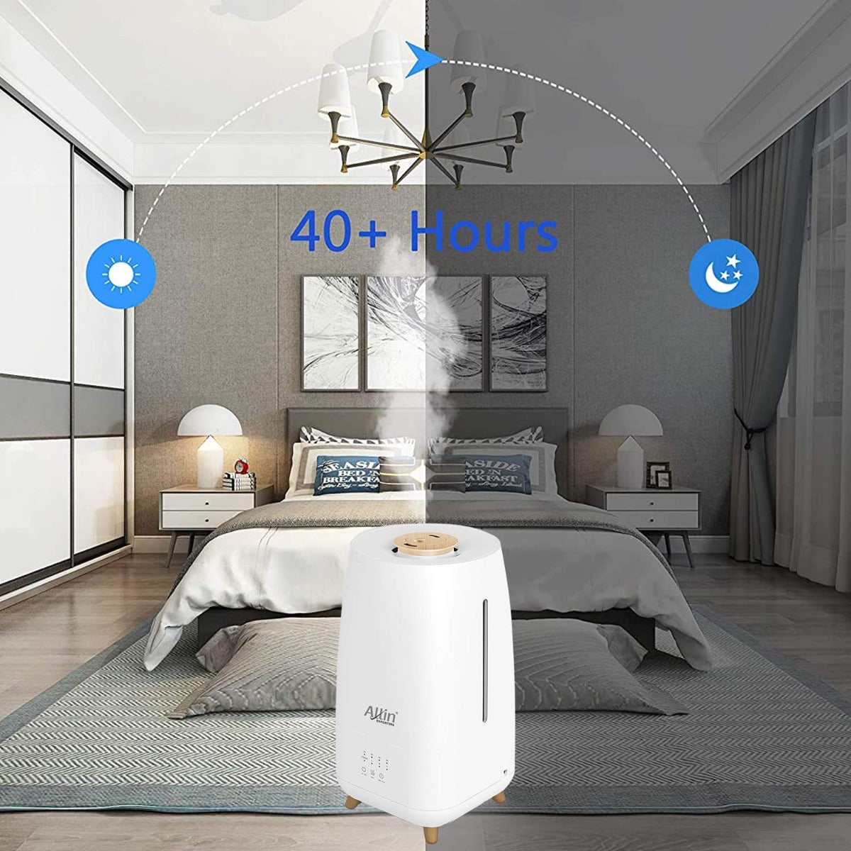 Allin Exporters LH-2029-B Top Fill Ultrasonic Humidifier & Air Purifier with Adjustable Cool Mist, Timer & Waterless Auto-Off Ideal for Home, Bedroom, Office, Baby Room (3.0L, Wooden)