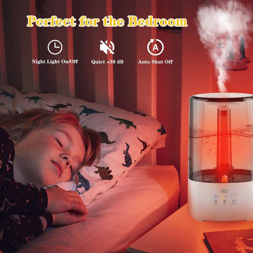 Allin Exporters 2027B Humidifier With Touch Screen For Cold And Cough, Easy Top Fill Ultrasonic Cool Mist Room for Baby Bedroom With Night Light (3.5 Litre , Grey, 10 to 12 hour continuous running time)