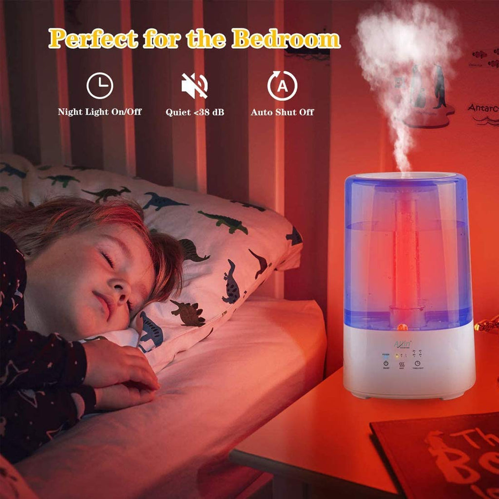 Allin Exporters Humidifier with Touch Screen for Cold and Cough, Easy Top Fill Ultrasonic Cool Mist Room for Baby Bedroom Night Light (3.5 Litre, 10 to 12 Hour Continuous Running time) (2027A- Blue)