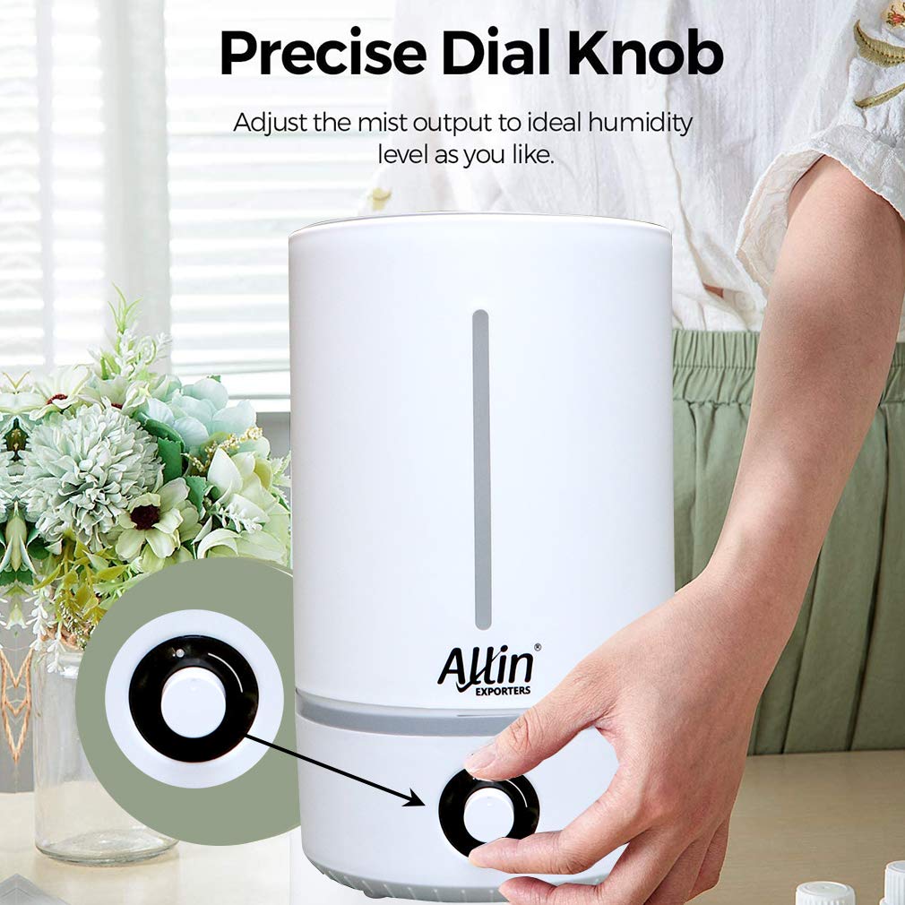 Allin Exporters ZM1807 Cool Mist Ultrasonic Humidifier Overnight Air Purifier with Adjustable Mist & Auto Shut-Off for Home Office Bedroom Baby Room (6.8 L)