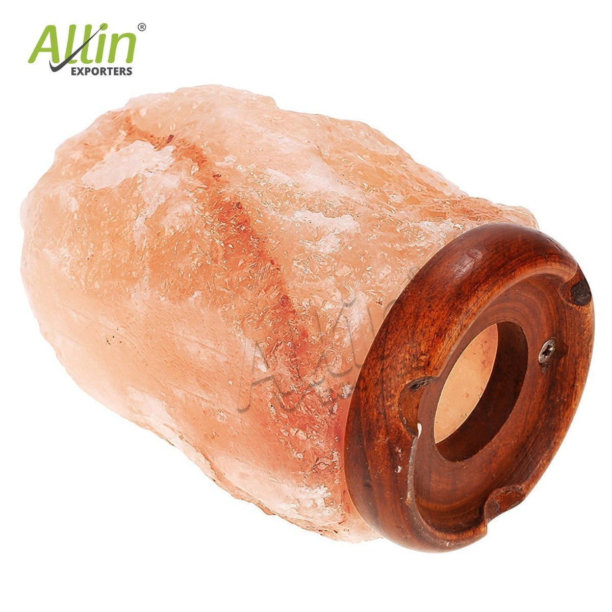 Allin Exporters Himalayan Rock Salt Lamp with Neem Wooden Base and 15W Pigmy Night Light Bulb - Natural Crystal Air Purifier Negative Ion Generator
