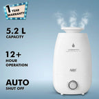 H-182 Cool Mist Ultrasonic Humidifier with Adjustable Mist and Waterless Auto-Off (5.2 L)