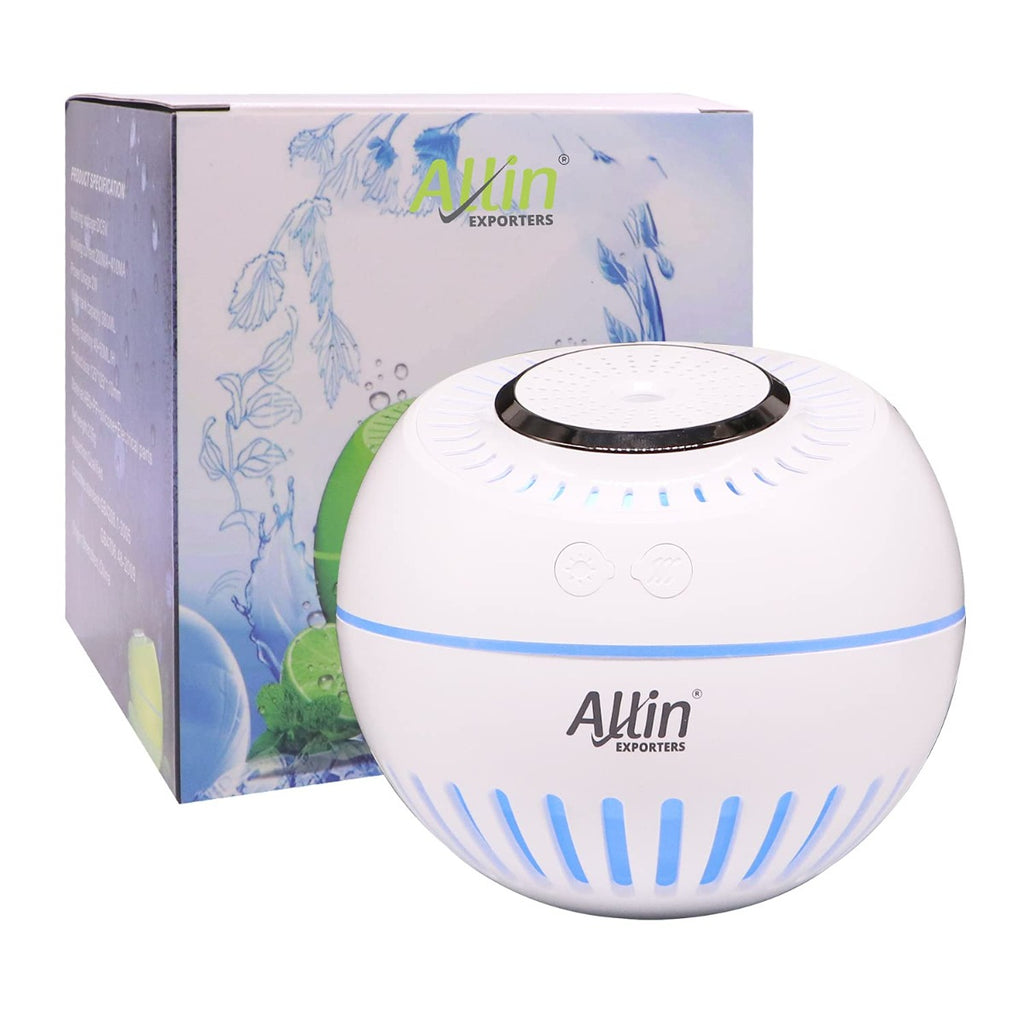 Allin Exporters 3-in-1 Mini Ultrasonic Humidifier with USB Fan & Reading Night Light Portable Air Purifier Nano Atomization for Car, Office Table, Cabin and Small Rooms (160 ml, White)