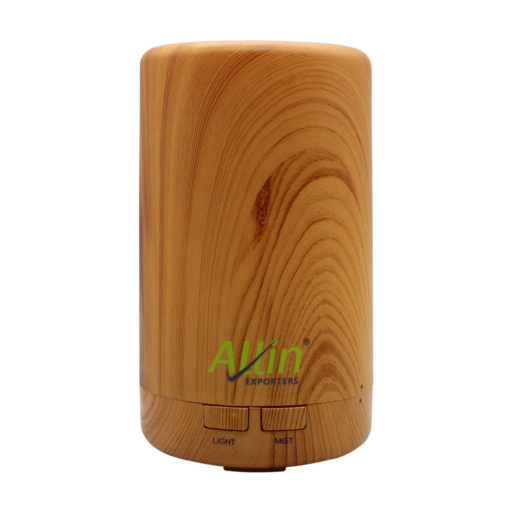Allin Exporters DT-108LW Aromatherapy Diffuser Essential Oil 4 in 1 to Purify, Ionize, Humidify & Spread Aroma Ultrasonic Humidifier Cool Mist with 7 Color Changing LED Lights (70ml, Light Wood)