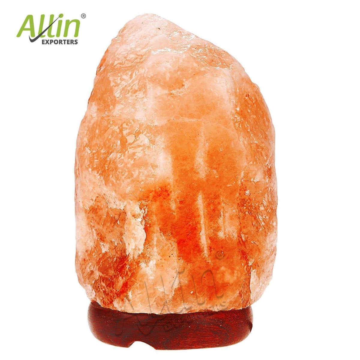 Allin Exporters Himalayan Rock Salt Lamp with Neem Wooden Base and 15W Pigmy Night Light Bulb - Natural Crystal Air Purifier Negative Ion Generator