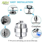 Allin Exporters 15 Stage Shower Filter Tap Hard Water Softener with Replaceable Multi-Stage Cartridge Activated Carbon for Chlorine Removal, Skin & Hair Conditioning