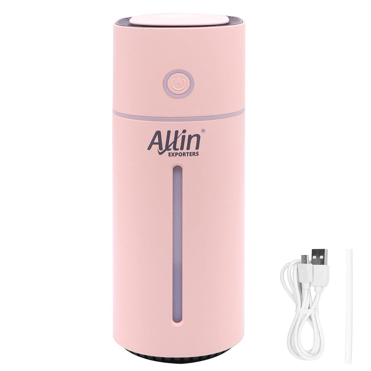 Allin Exporters Mini Ultrasonic Humidifier USB Portable Air Purifier Nano Atomization with LED Light & Filter Type for Car, Office Table, Cabin and Small Rooms (160 ml, Pink)