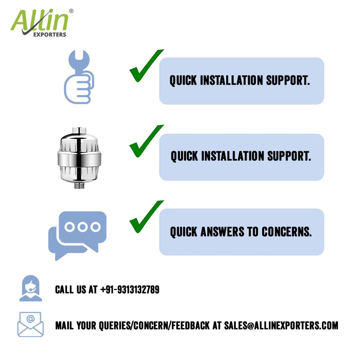 Allin Exporters 15 Stage Shower Filter Tap Hard Water Softener with Replaceable Multi-Stage Cartridge Activated Carbon for Chlorine Removal, Skin & Hair Conditioning