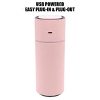 Allin Exporters Mini Ultrasonic Humidifier USB Portable Air Purifier Nano Atomization with LED Light & Filter Type for Car, Office Table, Cabin and Small Rooms (160 ml, Pink)