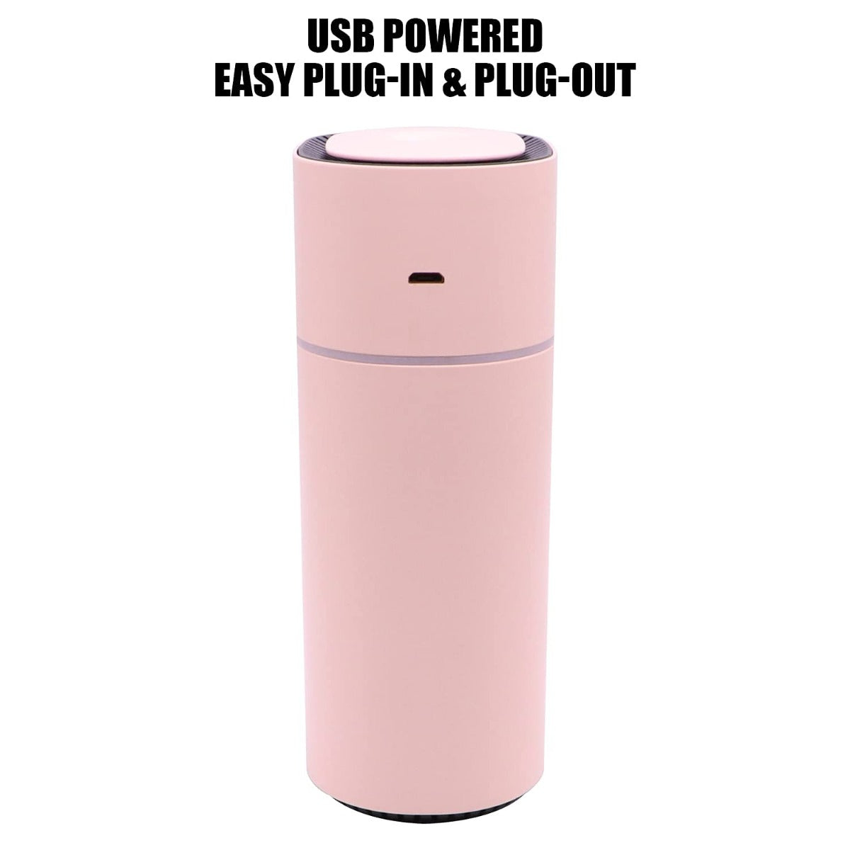 Allin Exporters Mini Ultrasonic Humidifier USB Portable Air Purifier Nano Atomization with LED Light & Filter Type for Car, Office Table, Cabin and Small Rooms (160 ml, Pink)