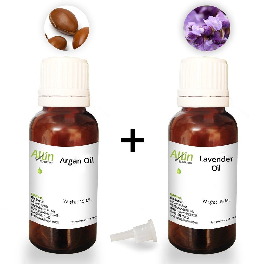 Combo Pack of Imported Moroccan Argan Oil and Lavender Essential Oil - 15ml Each