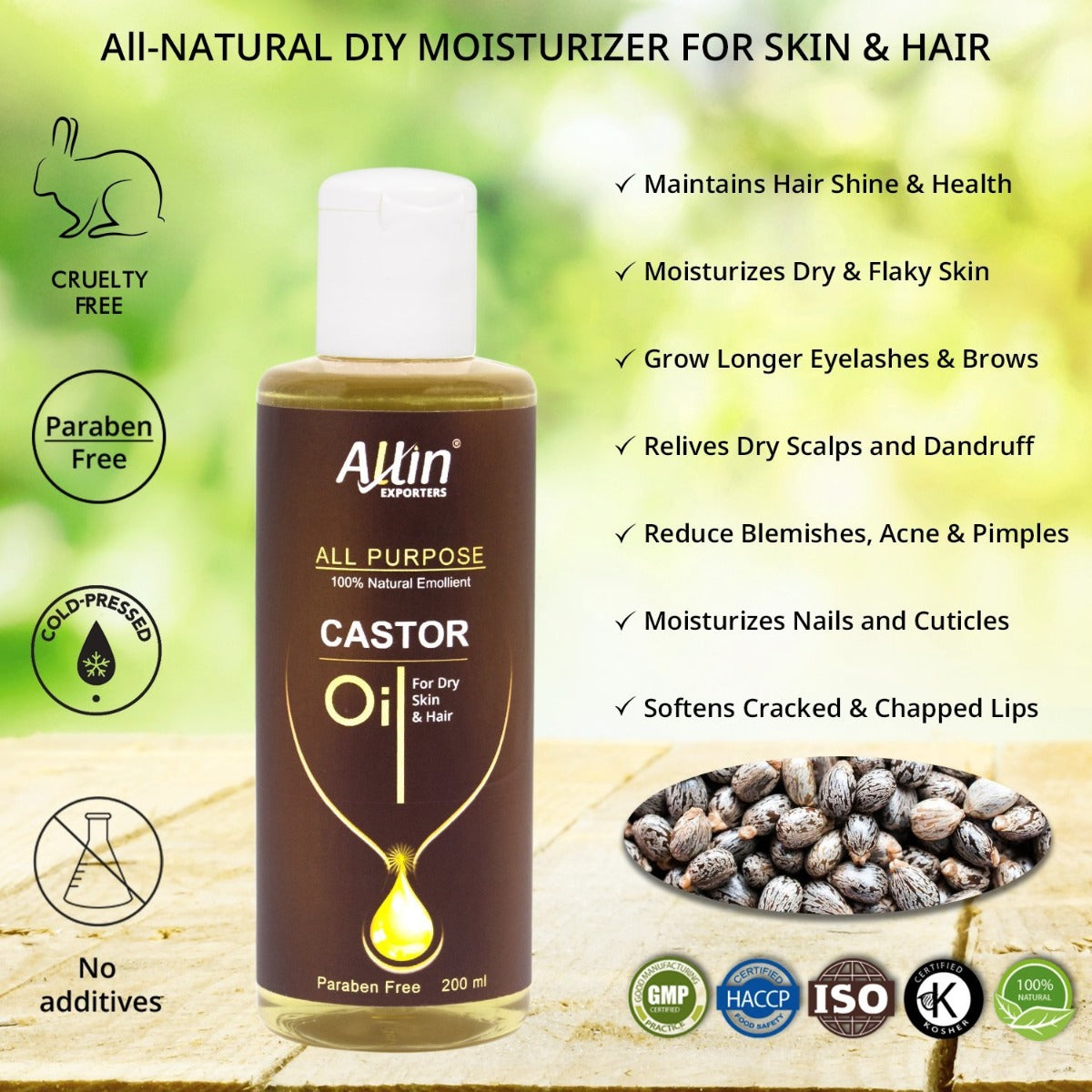 Cold Pressed 100% Pure and Natural Castor Oil - (200 ml)