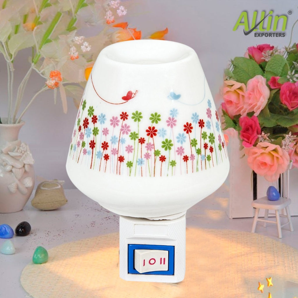 Pluggable Ceramic Oil Aroma Diffuser Burner Night Lamp (Colour May Vary)