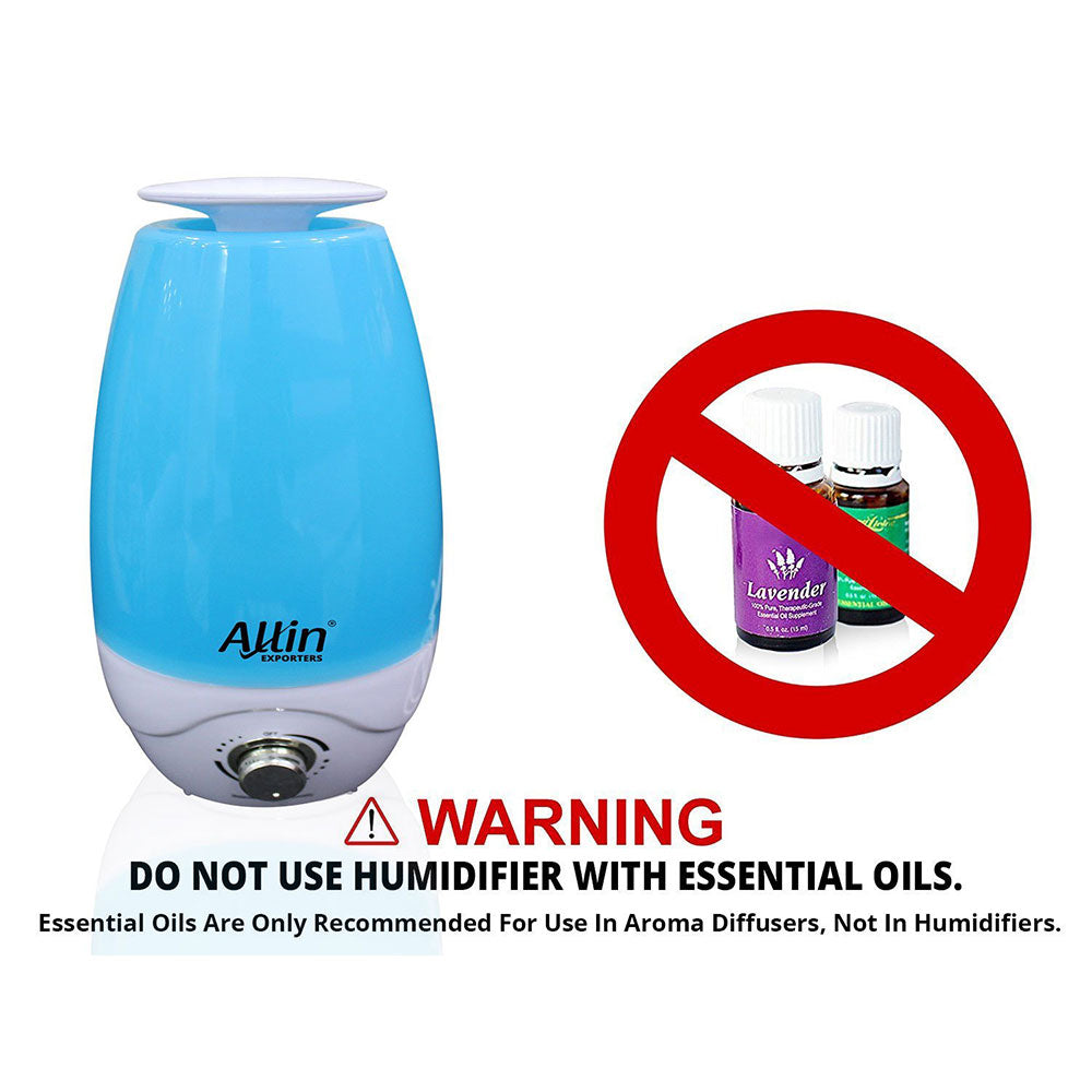 Ultrasonic Cool Mist Humidifier with Night Light (BLUE) - 1 Liter