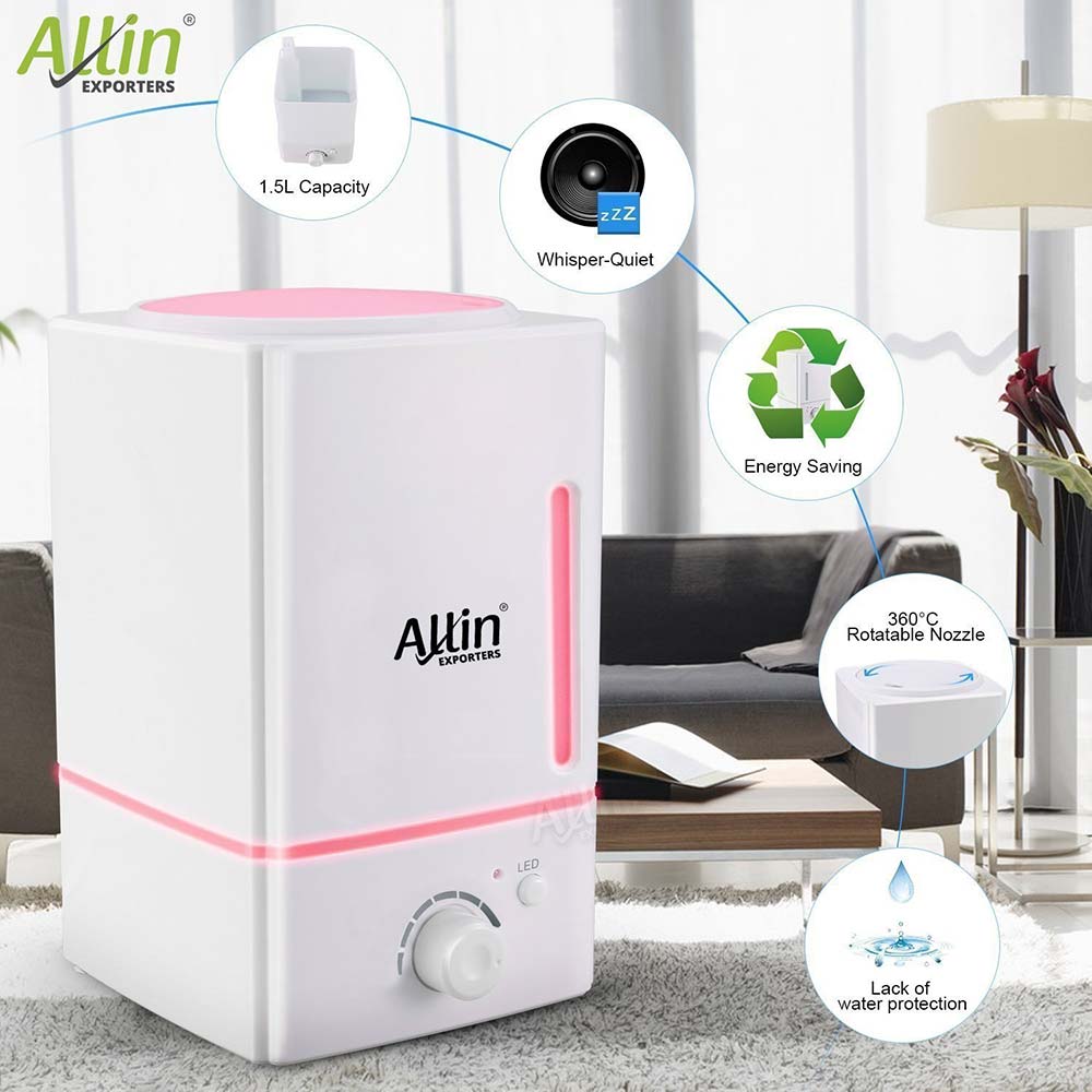 Allin Exporters DT-1618 1500 ml Aroma Diffuser & Ultrasonic Humidifier with 3 Colorful Lights Safe to Use with Essential Oils