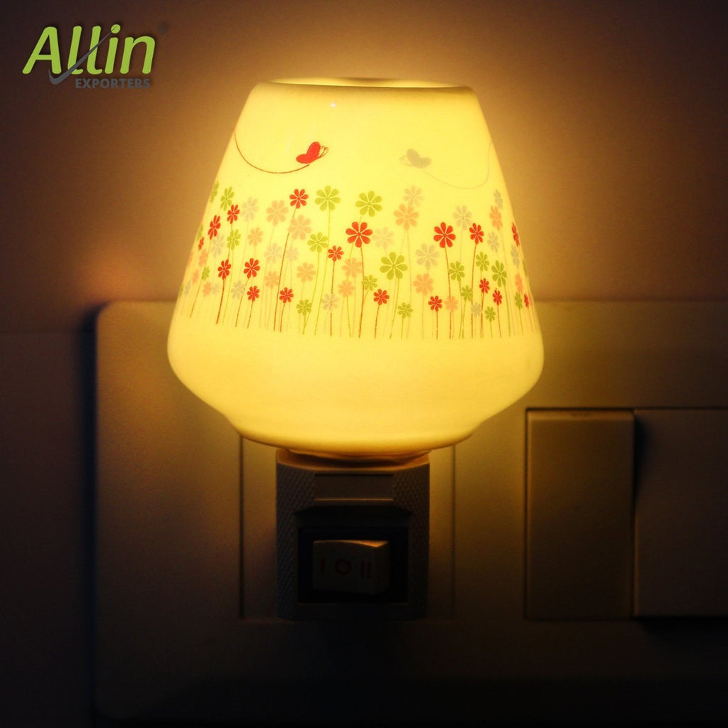 Pluggable Ceramic Oil Aroma Diffuser Burner Night Lamp (Colour May Vary)