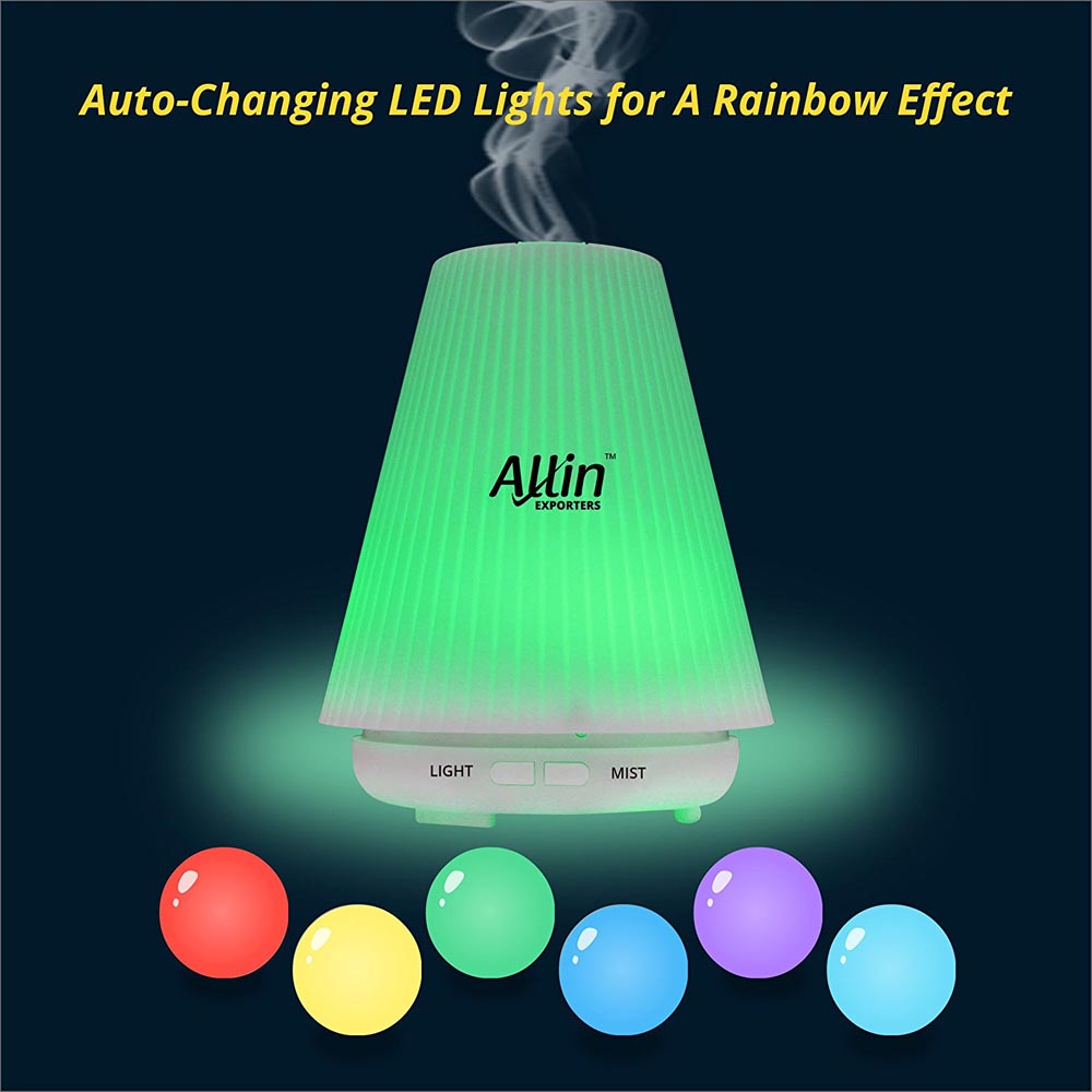 Allin Exporters DT-1508A 100 ml 2 in 1 Ultrasonic Humidifier & Essential Oil Aroma Diffuser with 7 Color Changing LED Lights
