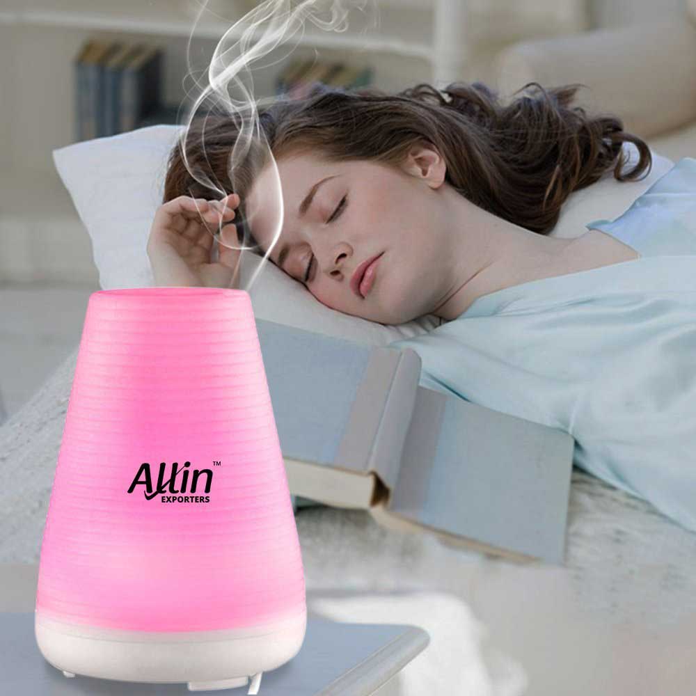 Allin Exporters Ultrasonic Diffuser Humidifier, 2 In 1 100 Ml Silent Cool Mist Electric For Use With Or Without Oils 6 Different Colored Led Lights -  (DT-1508B)