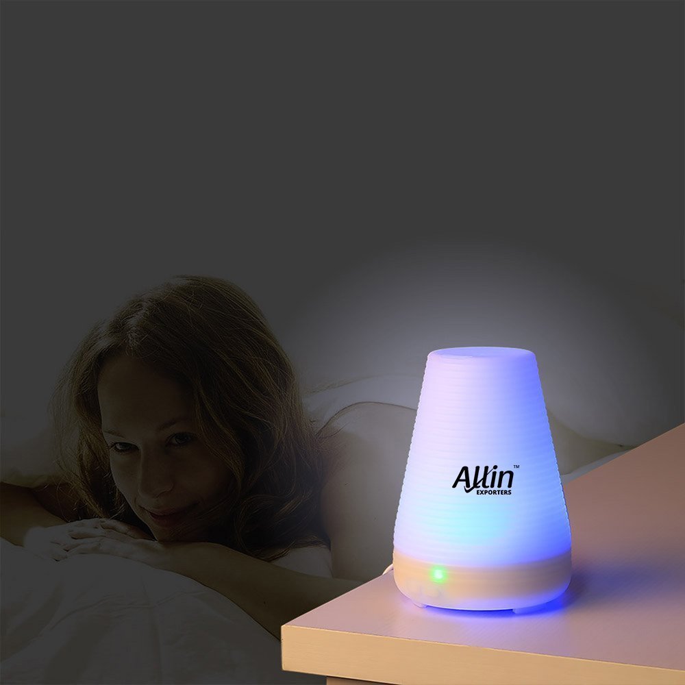 Allin Exporters Ultrasonic Diffuser Humidifier, 2 In 1 100 Ml Silent Cool Mist Electric For Use With Or Without Oils 6 Different Colored Led Lights -  (DT-1508B)