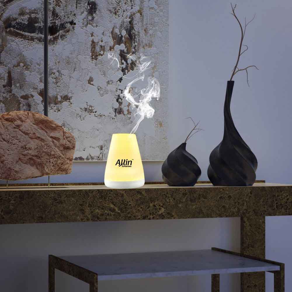 Allin Exporters Ultrasonic Diffuser Humidifier, 2 In 1 100 Ml Silent Cool Mist Electric For Use With Or Without Oils 6 Different Colored Led Lights -  (DT-1508B)