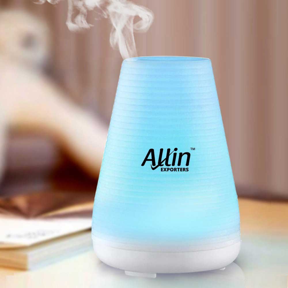 Allin Exporters Ultrasonic Diffuser Humidifier, 2 In 1 100 Ml Silent Cool Mist Electric For Use With Or Without Oils 6 Different Colored Led Lights -  (DT-1508B)