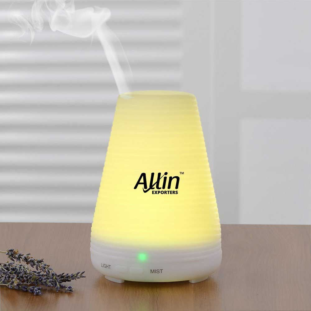 Allin Exporters Ultrasonic Diffuser Humidifier, 2 In 1 100 Ml Silent Cool Mist Electric For Use With Or Without Oils 6 Different Colored Led Lights -  (DT-1508B)