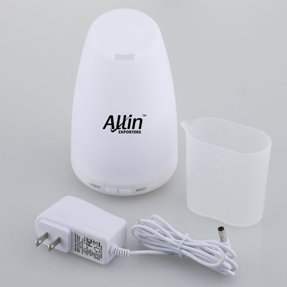 Allin Exporters DT-1509GS Aromatherapy Diffuser Essential Oil 4 in 1 to Purify, Ionize, Humidify & Spread Aroma BPA Free Ultrasonic Humidifier Cool Mist with 7 Color Changing LED Lights (100ml)