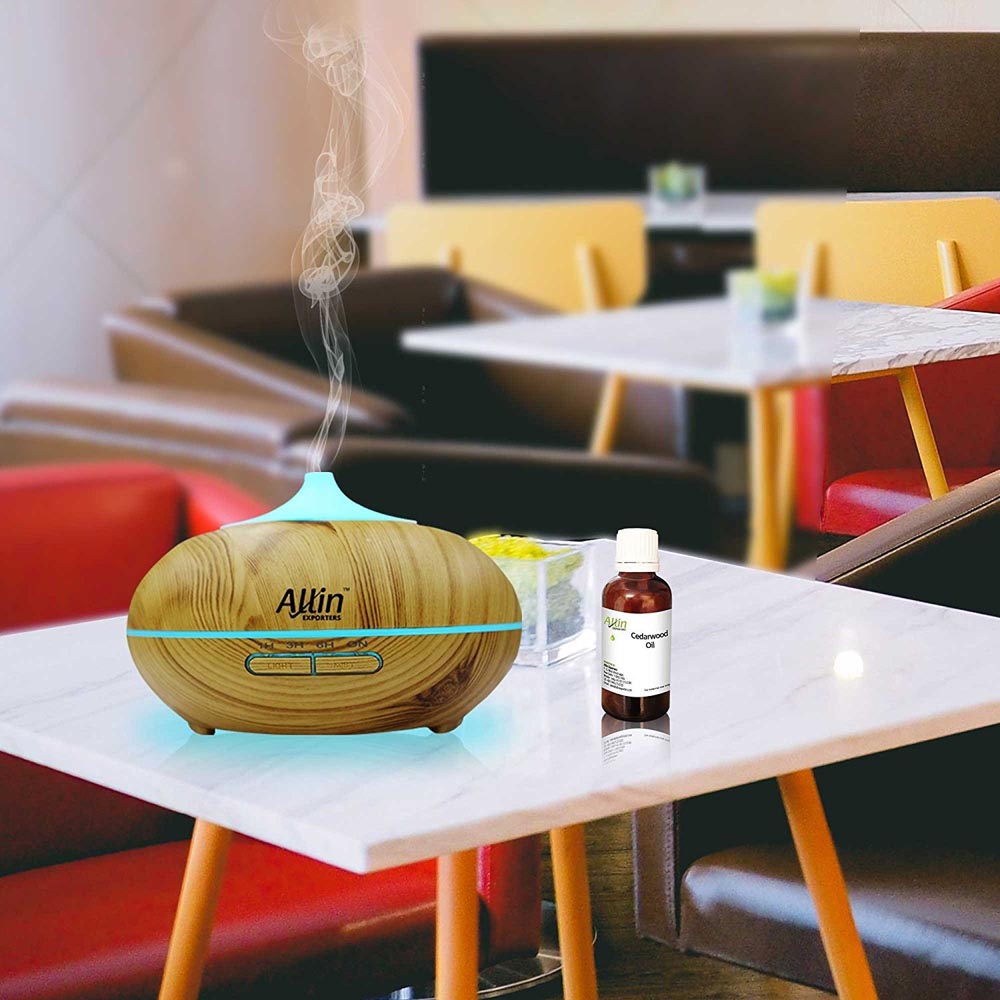 2 in 1 Ultrasonic Aroma Diffuser and Humidifier wood grain color (DT-1518) - 300 ML