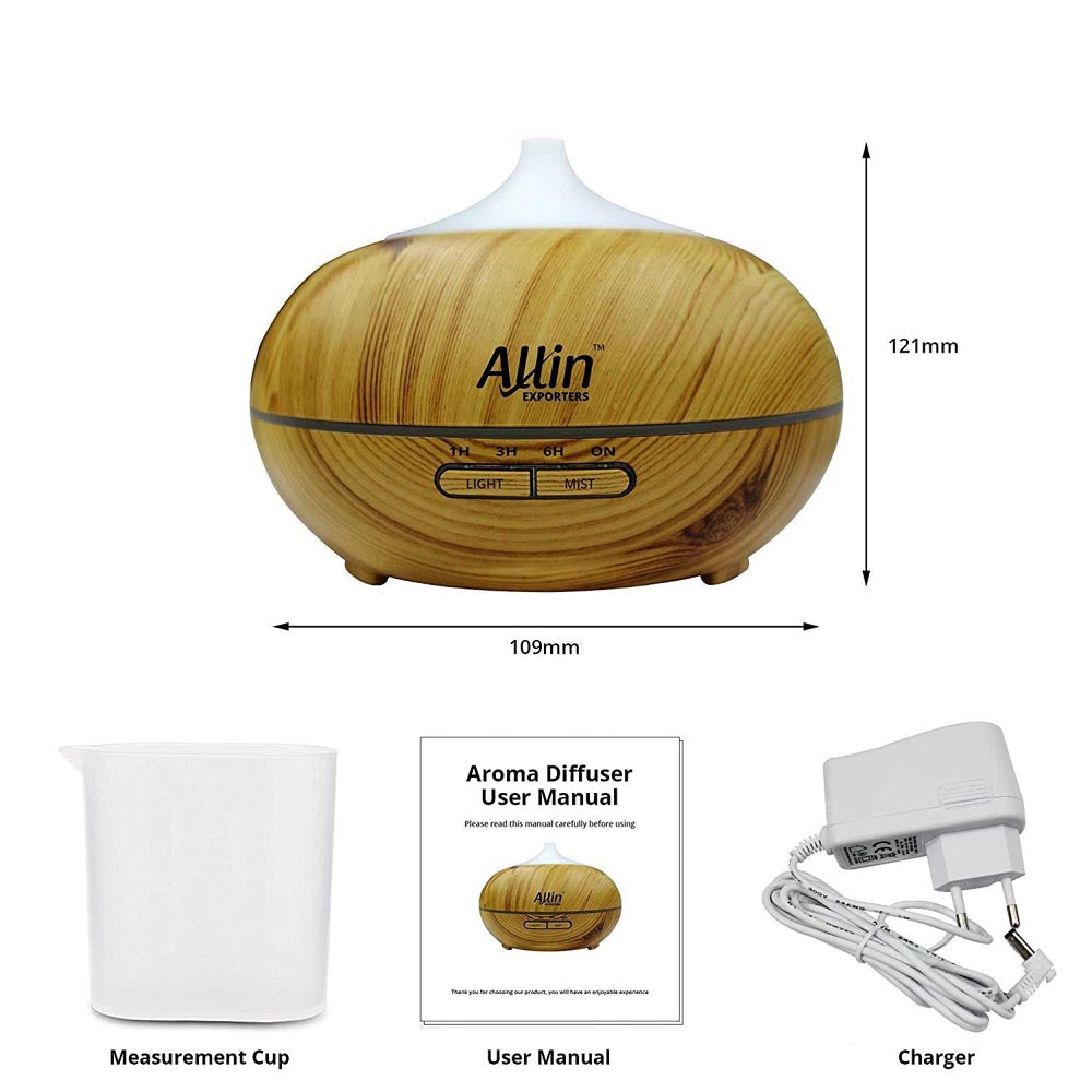 2 in 1 Ultrasonic Aroma Diffuser and Humidifier wood grain color (DT-1518) - 300 ML