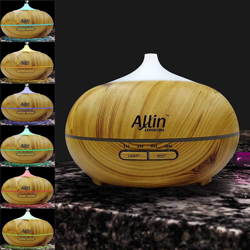 2 in 1 Ultrasonic Aroma Diffuser and Humidifier wood grain color (DT-1518) - 300 ML