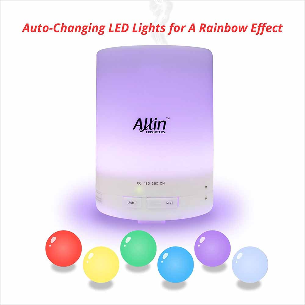 Allin Exporters DT-G03 Essential Oil Aroma Diffuser and Ultrasonic Humidifier with 3 Timer Setting & Colorful LED Lights (300 ML)