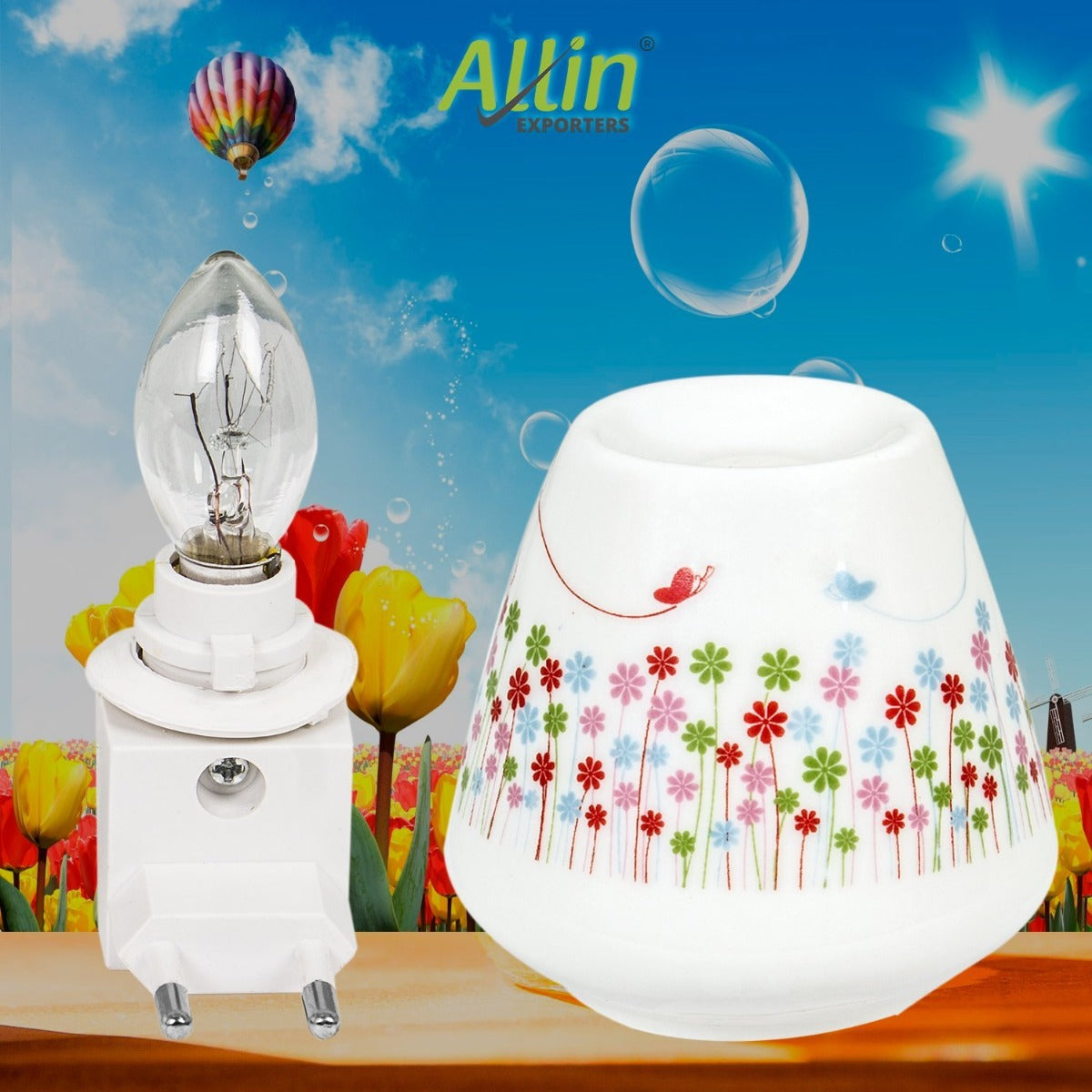 Pluggable Ceramic Oil Aroma Diffuser Burner Night Lamp (Colour May Vary)