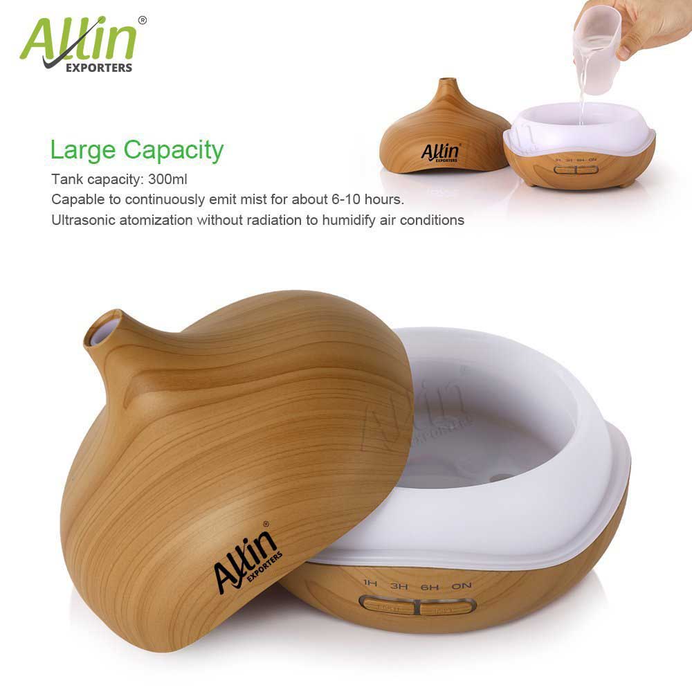 2 in 1 Ultrasonic Aroma Diffuser and Humidifier (Wooden Grain Finish) - 300 ML :- (DT-1518 Model - B)