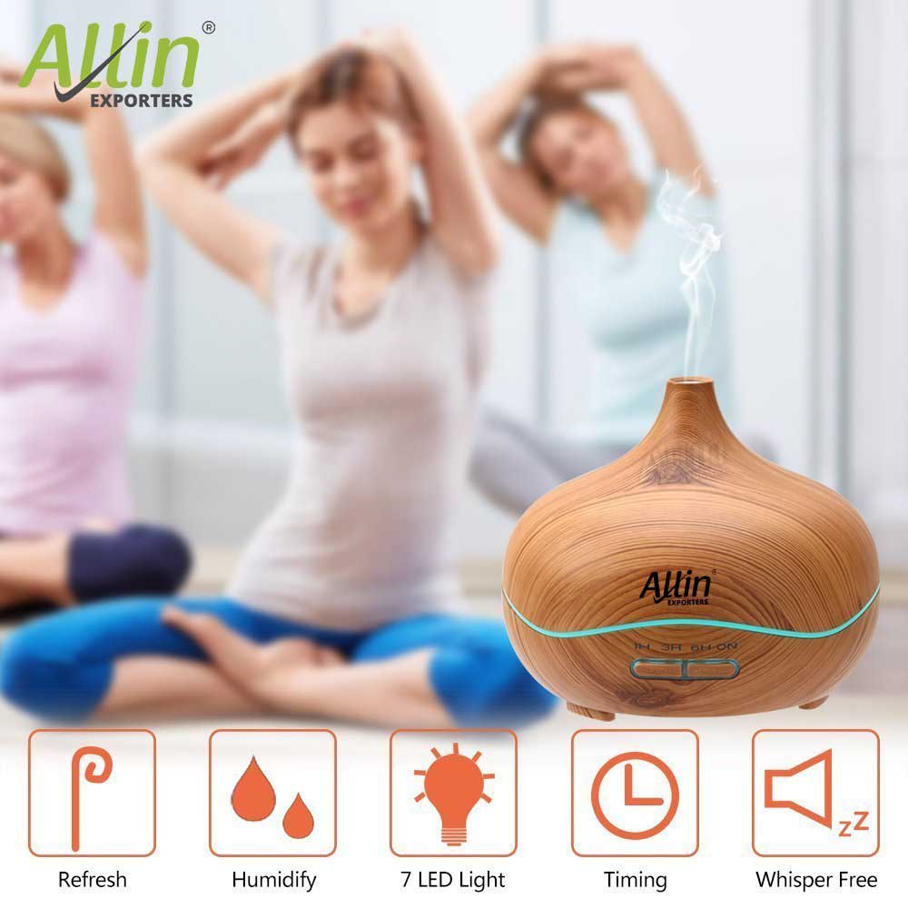 2 in 1 Ultrasonic Aroma Diffuser and Humidifier (Wooden Grain Finish) - 300 ML :- (DT-1518 Model - B)