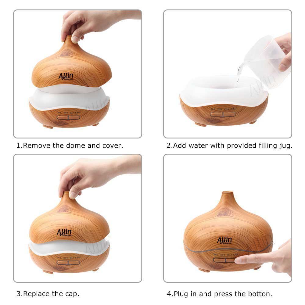 2 in 1 Ultrasonic Aroma Diffuser and Humidifier (Wooden Grain Finish) - 300 ML :- (DT-1518 Model - B)