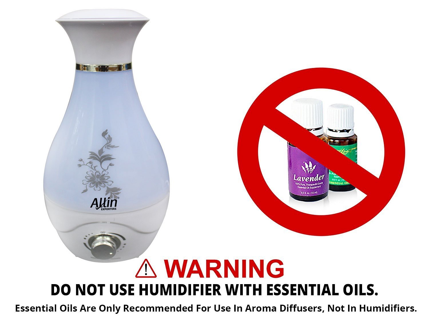 Flower Vase Shaped Ultrasonic Cool Mist Humidifier - 1 Liter