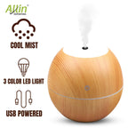 Allin Exporters PY045-LW 130 ml USB Mini Ultrasonic Humidifier Portable Essential Oil Aroma Diffuser with RGB LED Colors for Car, Office Cabin and Small Rooms