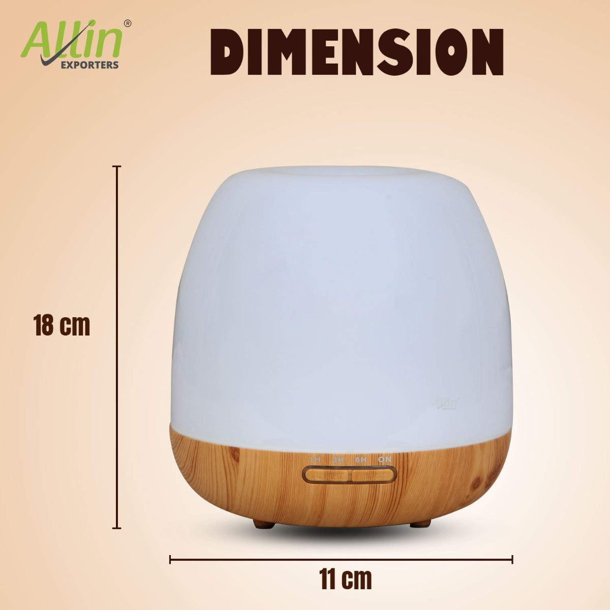 Allin Exporters 306-LW Ultrasonic Humidifier & Essential Oil Aroma Diffuser with Timer and 7 Colorful LED Light Modes (500 ml, Light Wood)
