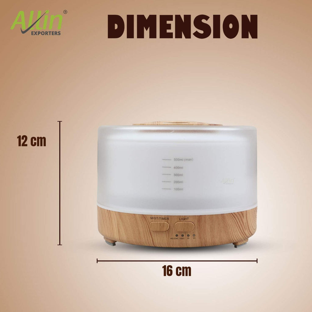 Allin Exporters PY2467YK-LW 500 ml Essential Oil Aroma Diffuser Cool Mist Ultrasonic Humidifier with Wireless Remote Control & Timer Setting