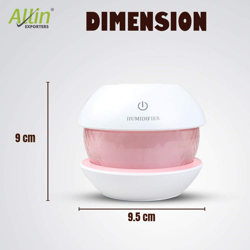 Allin Exporters EXUMHD1 150 ml Magic Diamond USB Mini Ultrasonic Humidifier Filter Type Auto Shut Off Portable Air Purifier with LED Light for Car, Office Cabin and Small Rooms (Colour May Vary)