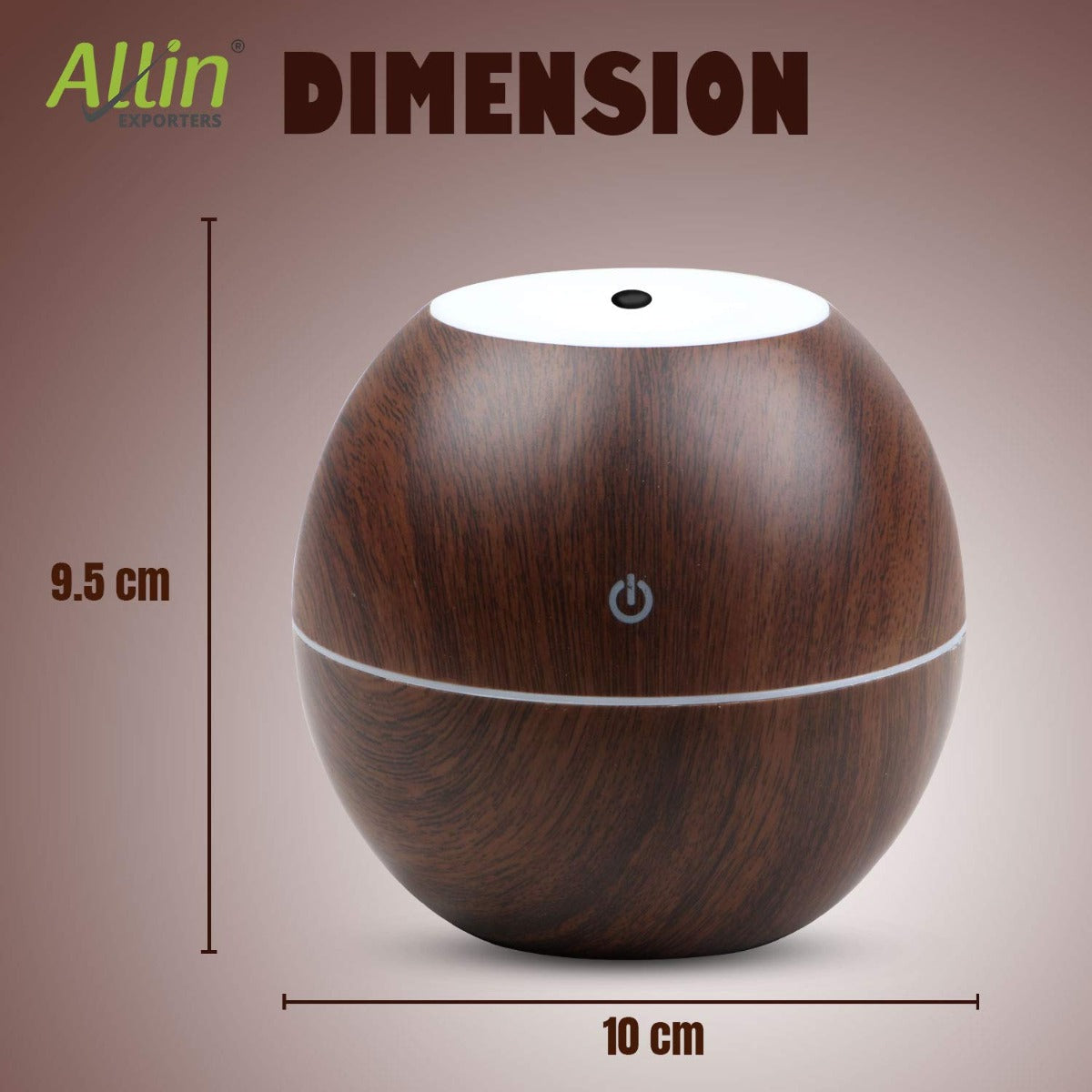 Allin Exporters PY045-BW 130 ml USB Mini Ultrasonic Humidifier Portable Essential Oil Aroma Diffuser with 3 LED Colors for Car, Office Cabin and Small Rooms