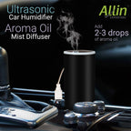 Allin Exporters USB Mini Humidifier Essential Oil Aroma Diffuser for Car, SUVs and Small Rooms Cool Mist Air Refresher with 7 LED Colors (42 ml, Random Colors)