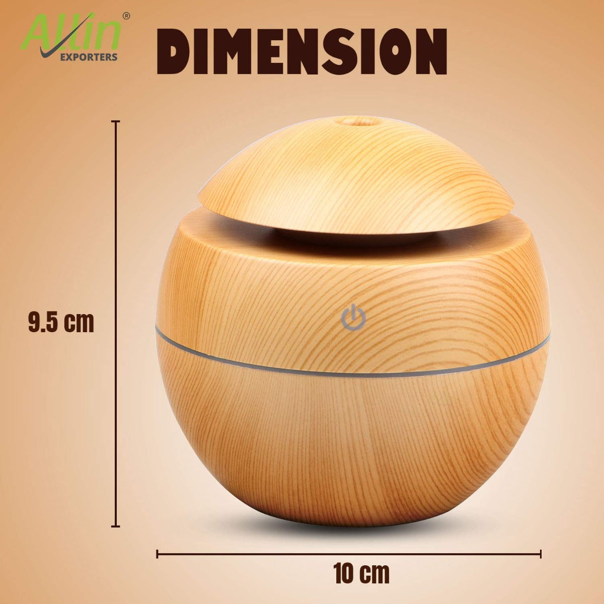 Allin Exporters PY006-LW 130 ml USB Mini Ultrasonic Humidifier Portable Essential Oil Aroma Diffuser with 3 LED Colors for Car, Office Cabin and Small Rooms