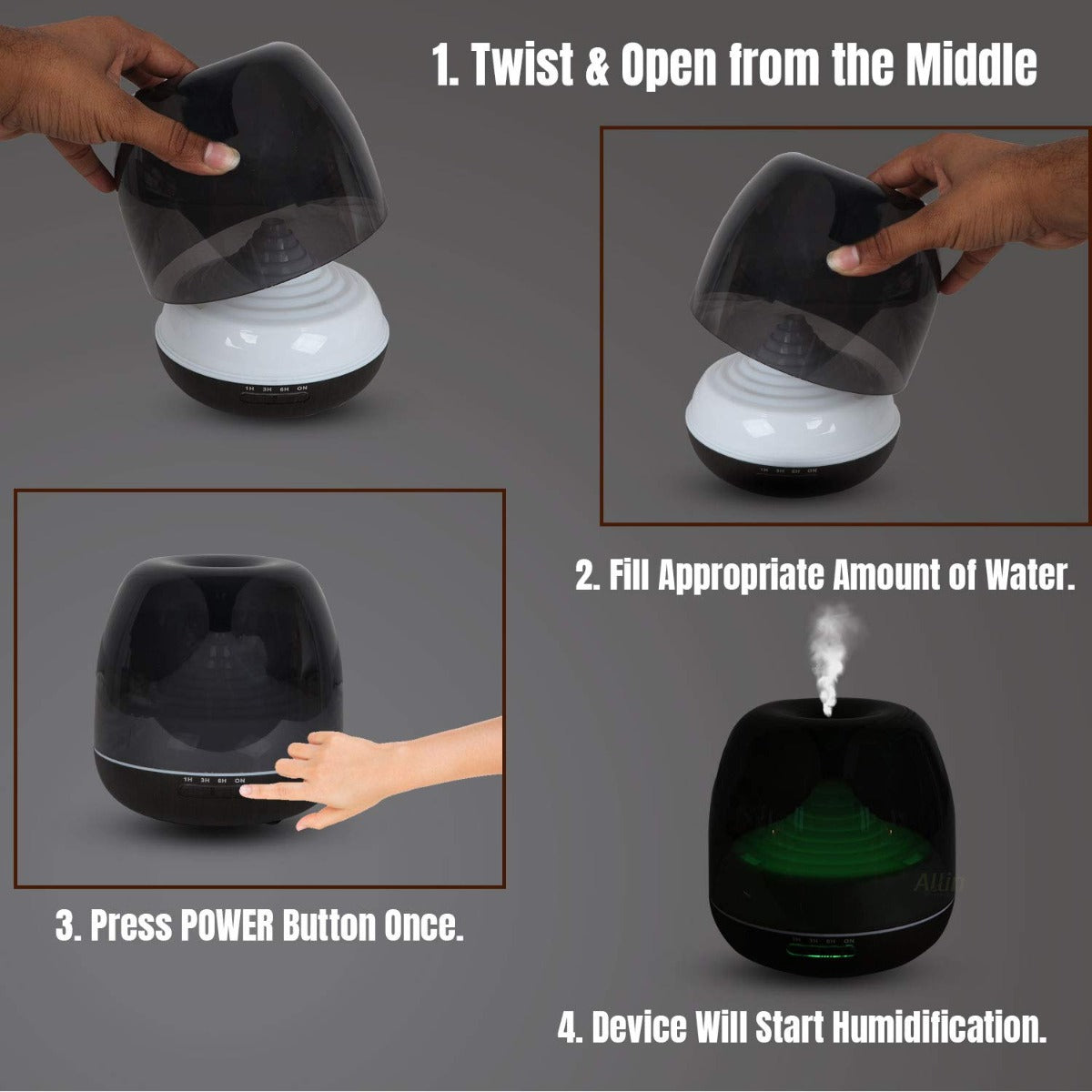 Allin Exporters 306-BW Ultrasonic Humidifier & Essential Oil Aroma Diffuser with Timer and 7 Colorful LED Light Modes (500 ml, Black Wood)