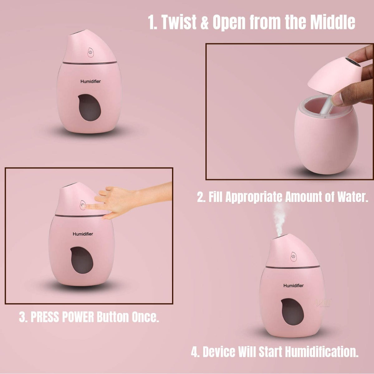 Allin Exporters EXUMHL1 160 ml Mango Design USB Mini Ultrasonic Humidifier Filter Type Auto Shut Off Portable Air Purifier with LED Light for Car, Office Cabin and Small Rooms (Random Colour)