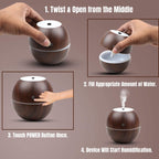 Allin Exporters PY045-BW 130 ml USB Mini Ultrasonic Humidifier Portable Essential Oil Aroma Diffuser with 3 LED Colors for Car, Office Cabin and Small Rooms