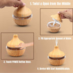 Allin Exporters PY002-LW 200 ml USB Mini Ultrasonic Humidifier Portable Essential Oil Aroma Diffuser with 3 LED Colors for Car, Office Cabin and Small Rooms (Light Wooden)