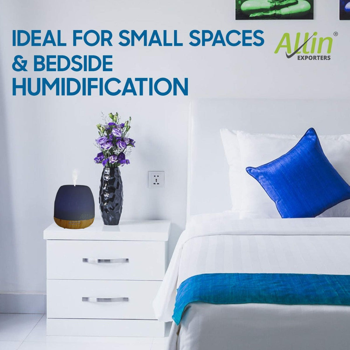 Allin Exporters 306-LW Ultrasonic Humidifier & Essential Oil Aroma Diffuser with Timer and 7 Colorful LED Light Modes (500 ml, Light Wood)